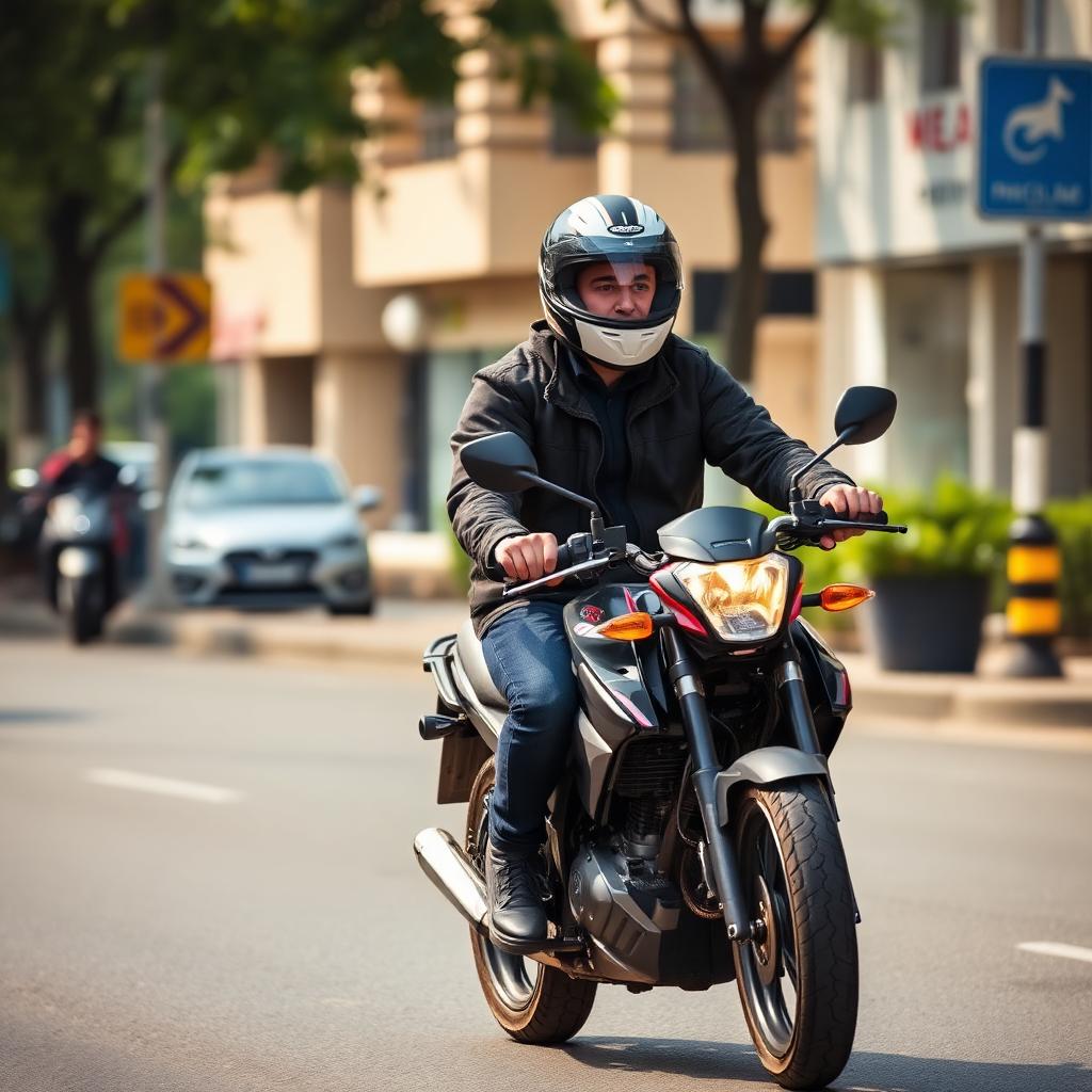 Motocyclette légère 125cm³ sur route de campagne